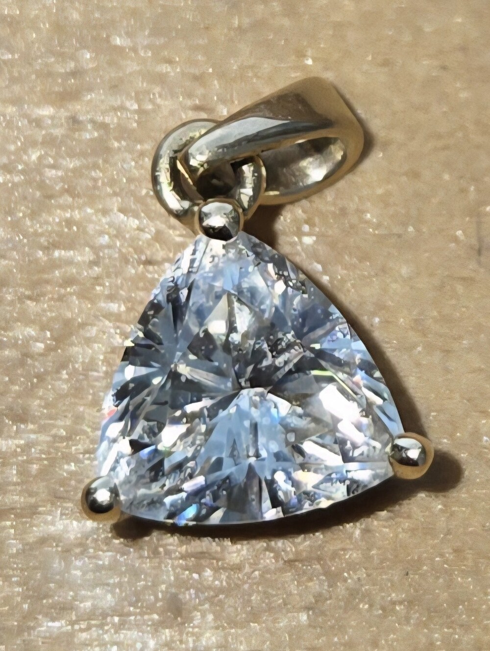 Trillion moissanite Pendant in Gold.